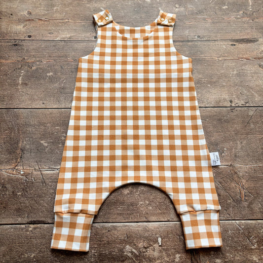 Ochre Gingham Romper 3-6m