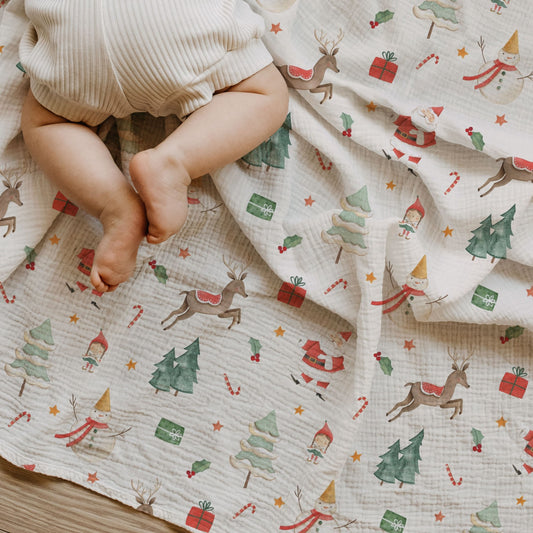 Christmas Time Child & Baby Muslin Swaddle Blanket
