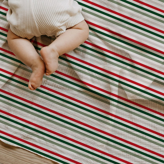 Christmas Stripes Child & Baby Muslin Swaddle Blanket