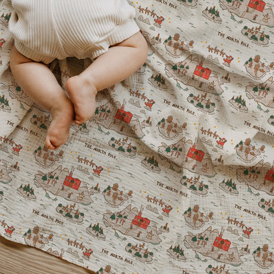 North Pole Child & Baby Muslin Swaddle Blanket