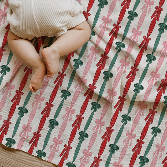 Ribbons & Bows Child & Baby Muslin Swaddle Blanket