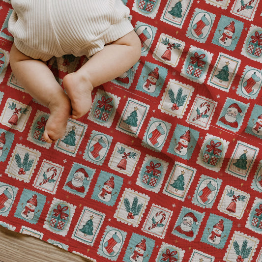 Christmas Stamps Child & Baby Muslin Swaddle Blanket