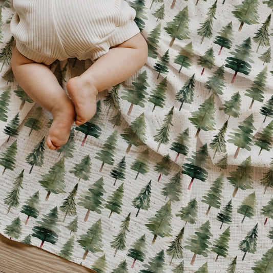 Scandi Woodland Child & Baby Muslin Swaddle Blanket