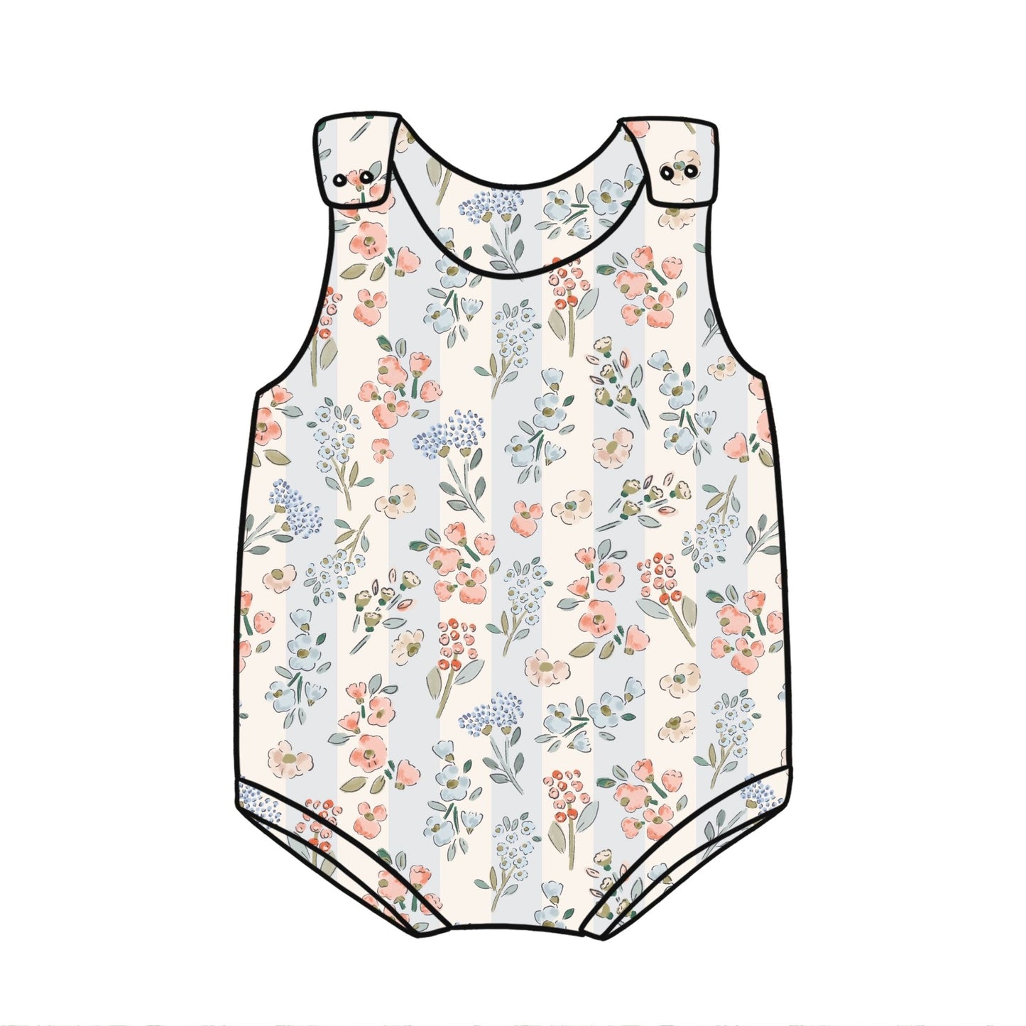 Floral Stripes Child & Baby Bloomer Romper