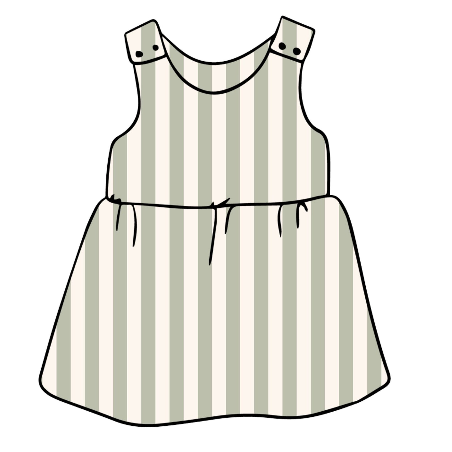 Sage Stripes Child & Baby Pinafore Dress