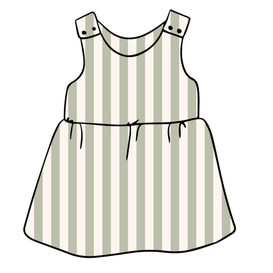 Sage Stripes Child & Baby Pinafore Dress