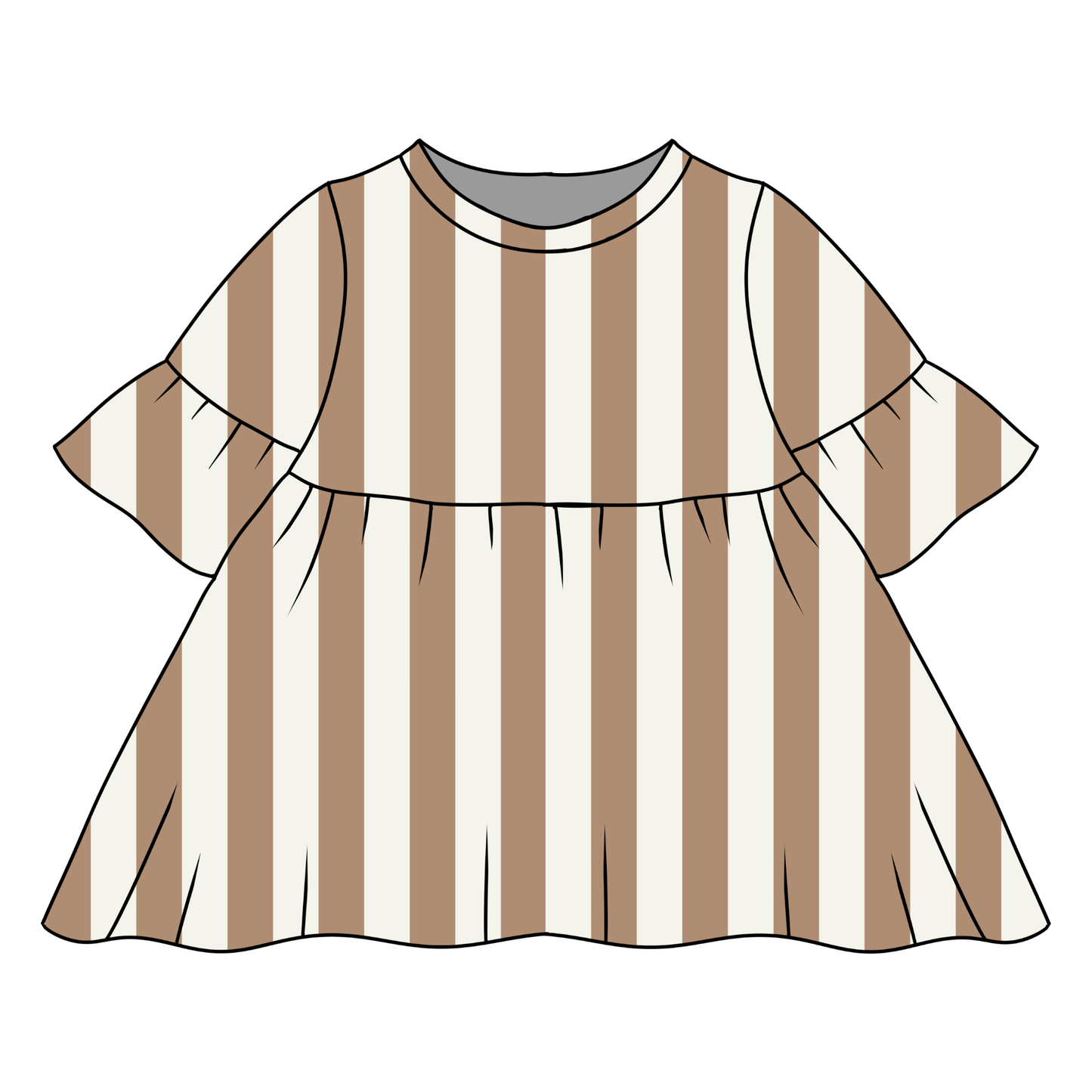Taupe Stripes Child & Baby Sleeved Dress - 3 options