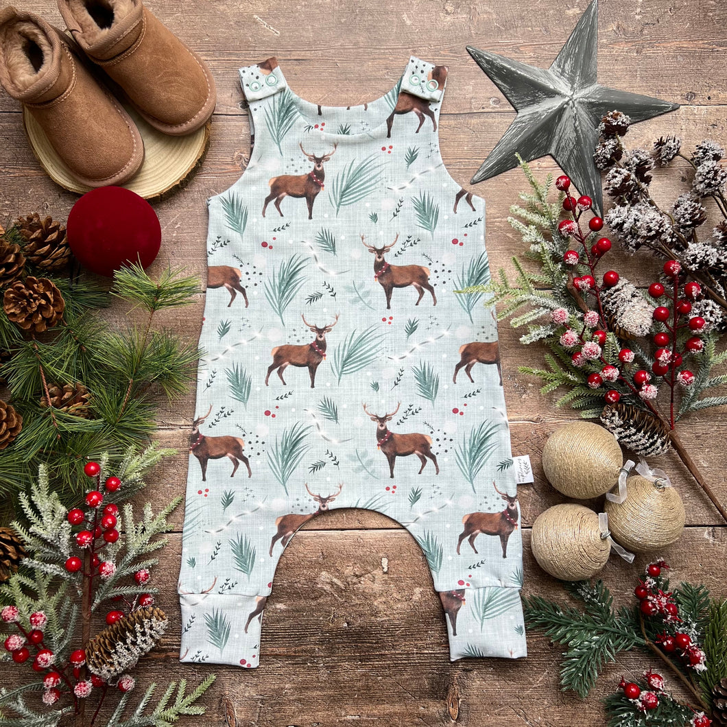 Blue Festive Stag Romper 6-9m