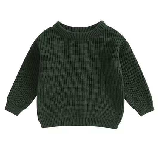 Chunky Knit Oversized Sweater - Forest Green 4-5 years
