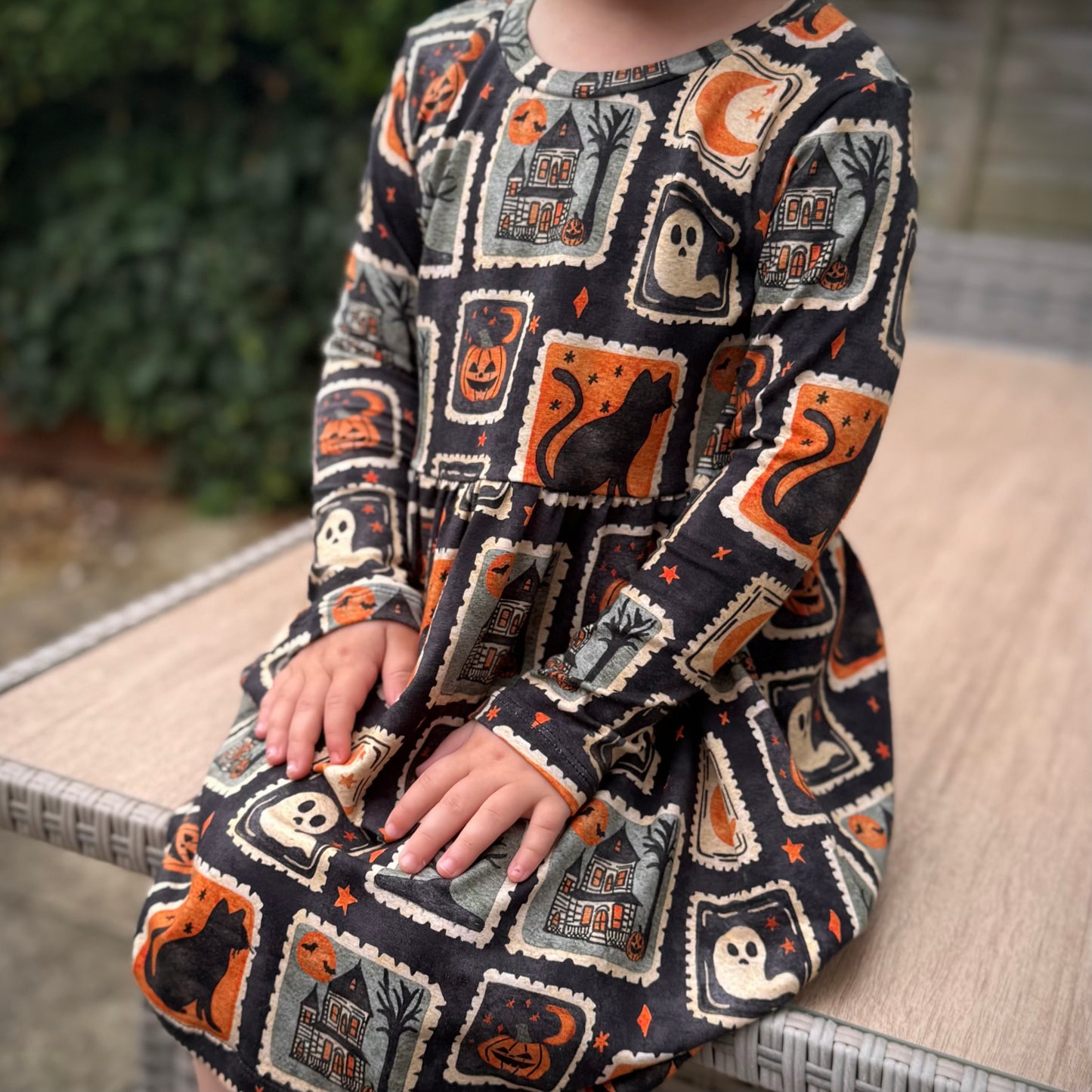Halloween Stamps Child & Baby Sleeved Dress - 3 options