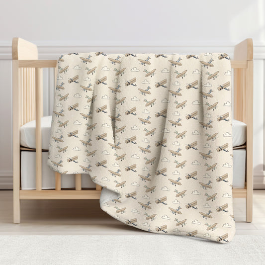 Vintage Airplanes Sherpa Blanket