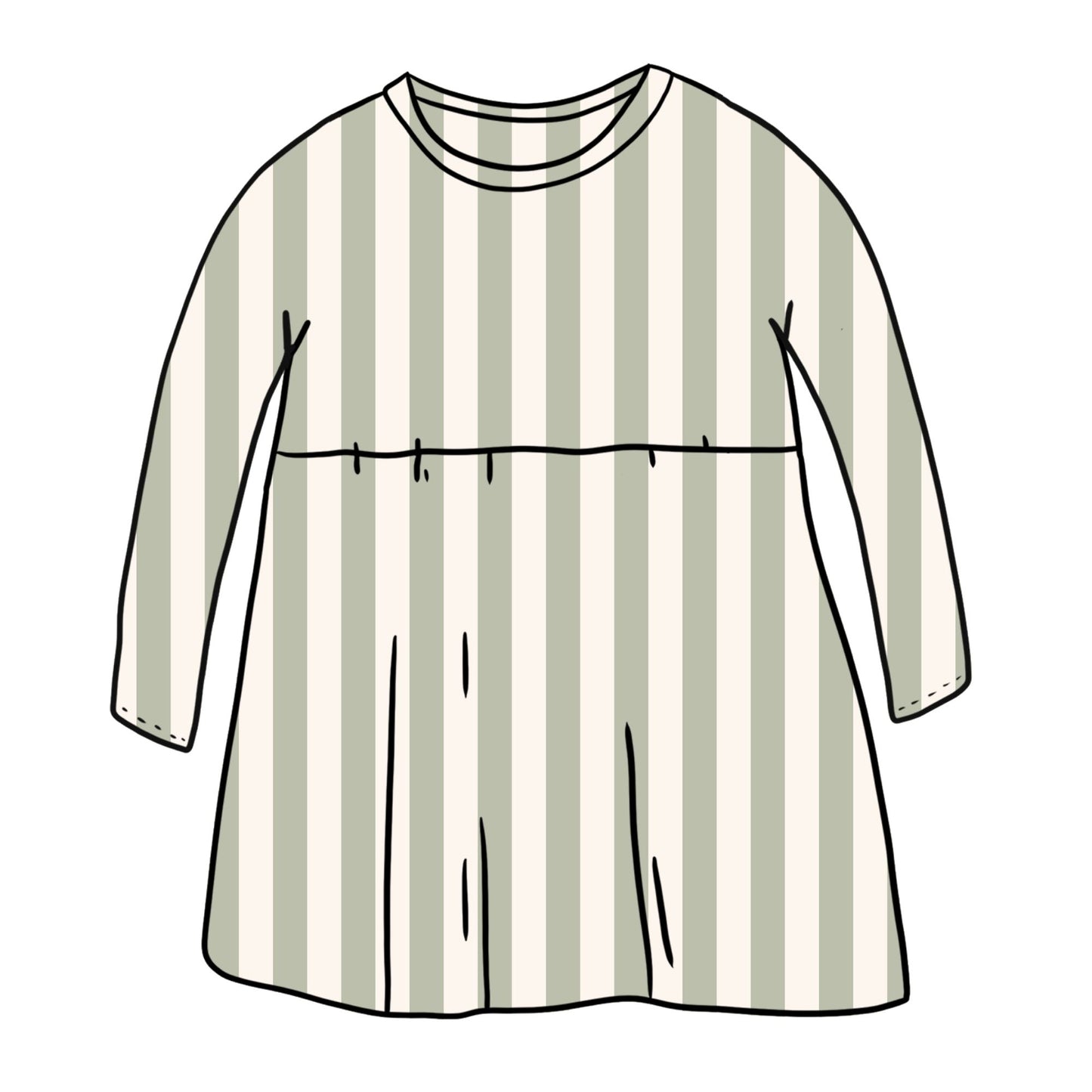 Sage Stripes Child & Baby Sleeved Dress - 3 options