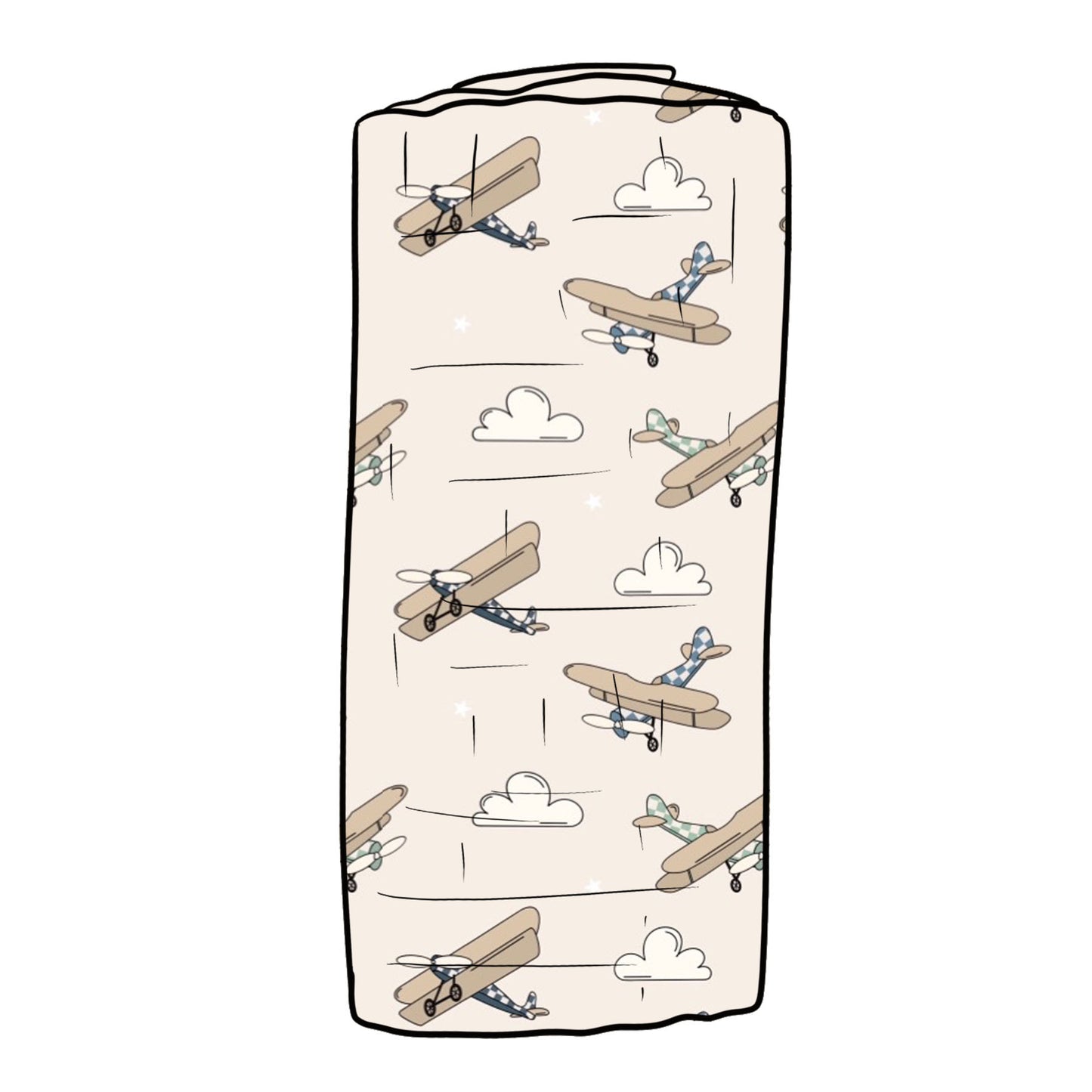 Vintage Airplanes Muslin Swaddle Blanket