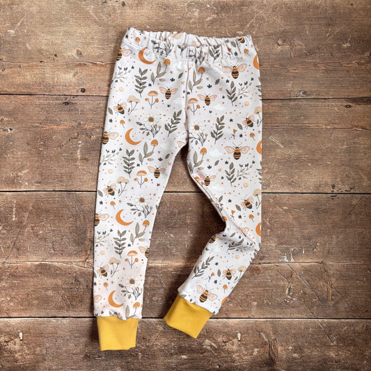 Bees & Moons Leggings 2-3 years (Gold cuff)