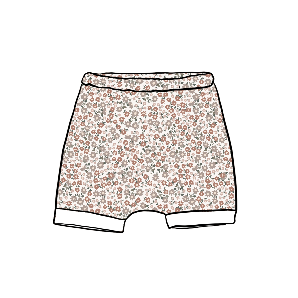 Cottage Core Ditsy Child & Baby Shorts - Rolled or Hemmed