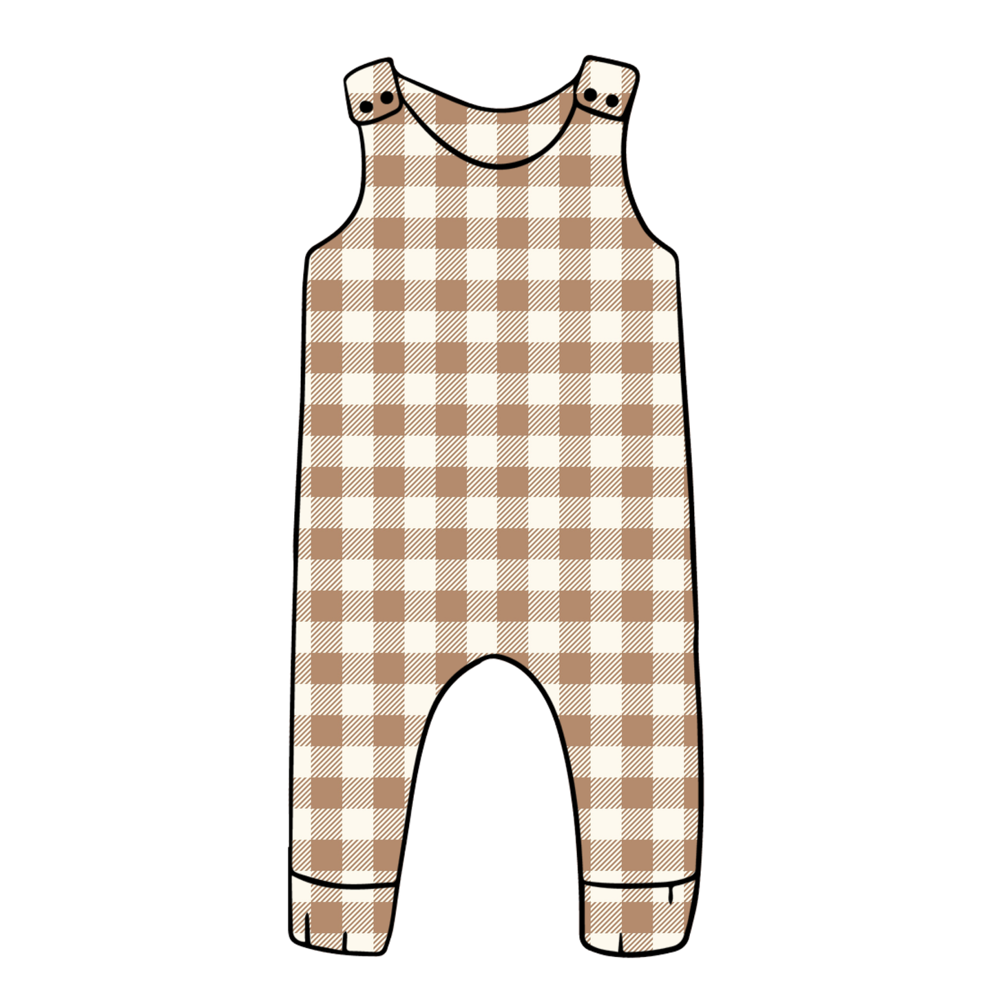 Mocha Gingham Child & Baby Full Length Romper