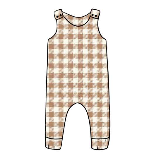 Mocha Gingham Child & Baby Full Length Romper