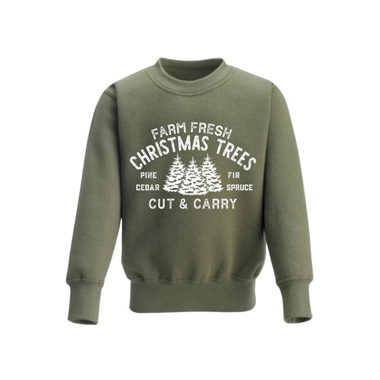 Farm Fresh Christmas Trees Sweatshirt (Khaki)