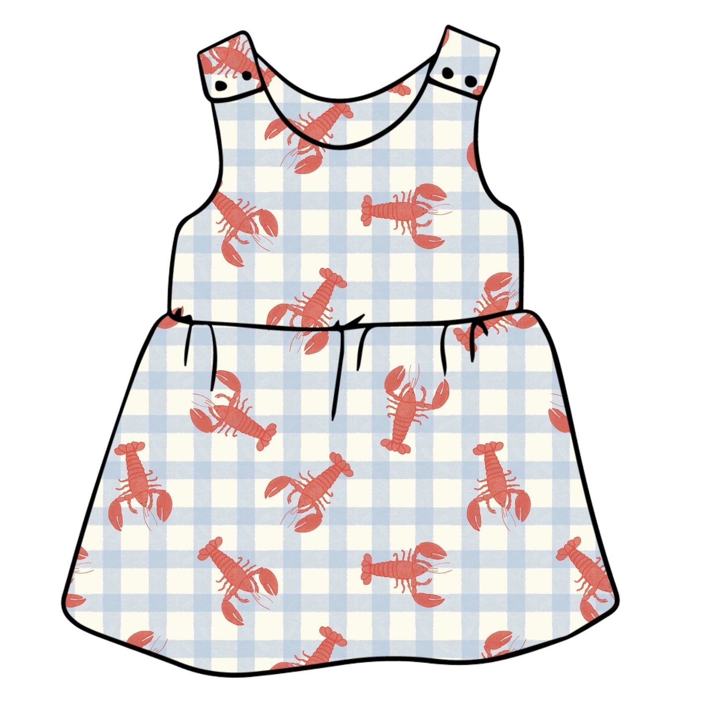 Gingham Lobster Child & Baby Pinafore Dress