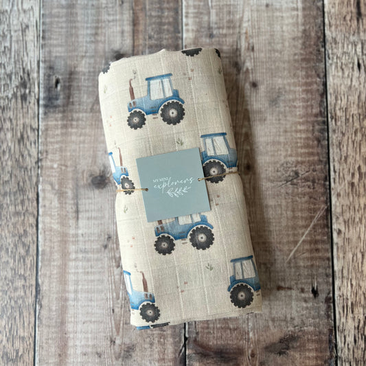 Tractors Muslin Swaddle Blanket