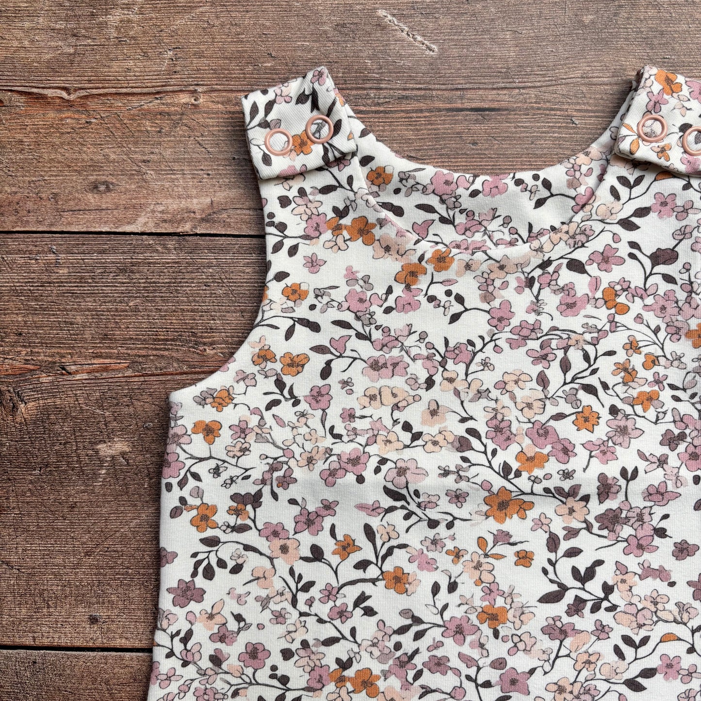 Lilac & Caramel Ditsy Floral Child & Baby Bloomer Romper