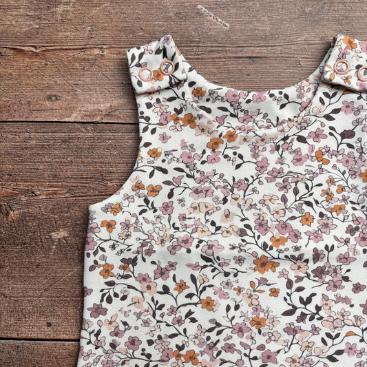 Lilac & Caramel Ditsy Floral Child & Baby Bloomer Romper