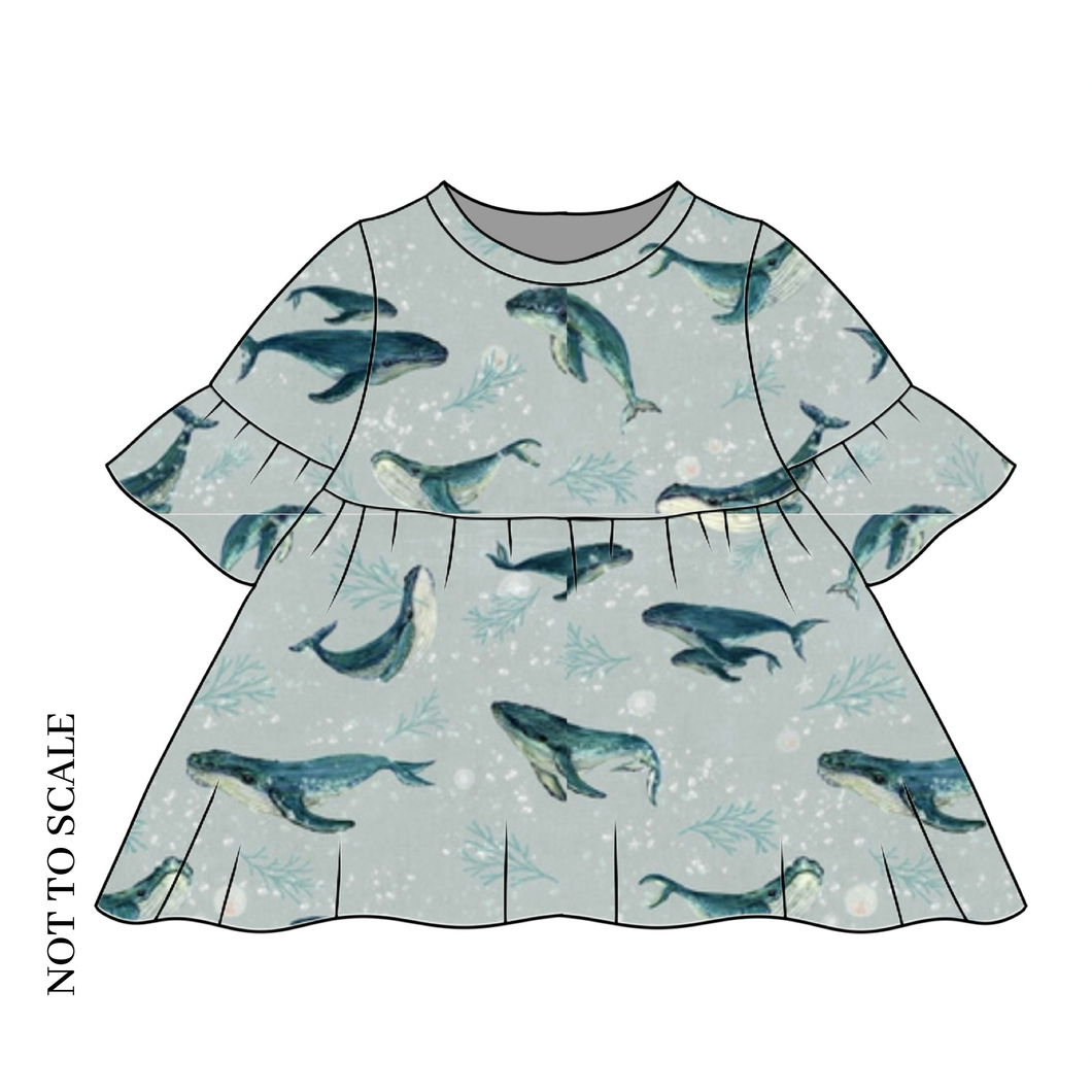 Humpback Whales Frill Sleeved Dress