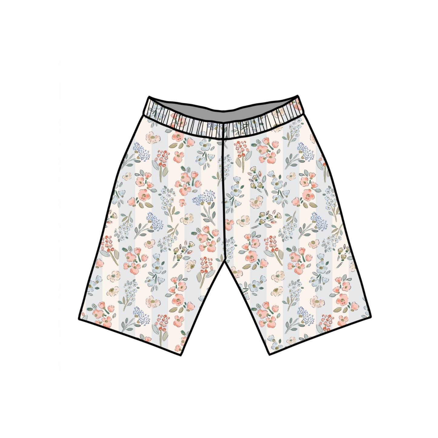 Floral Stripes Child & Baby Shorts - Rolled or Hemmed