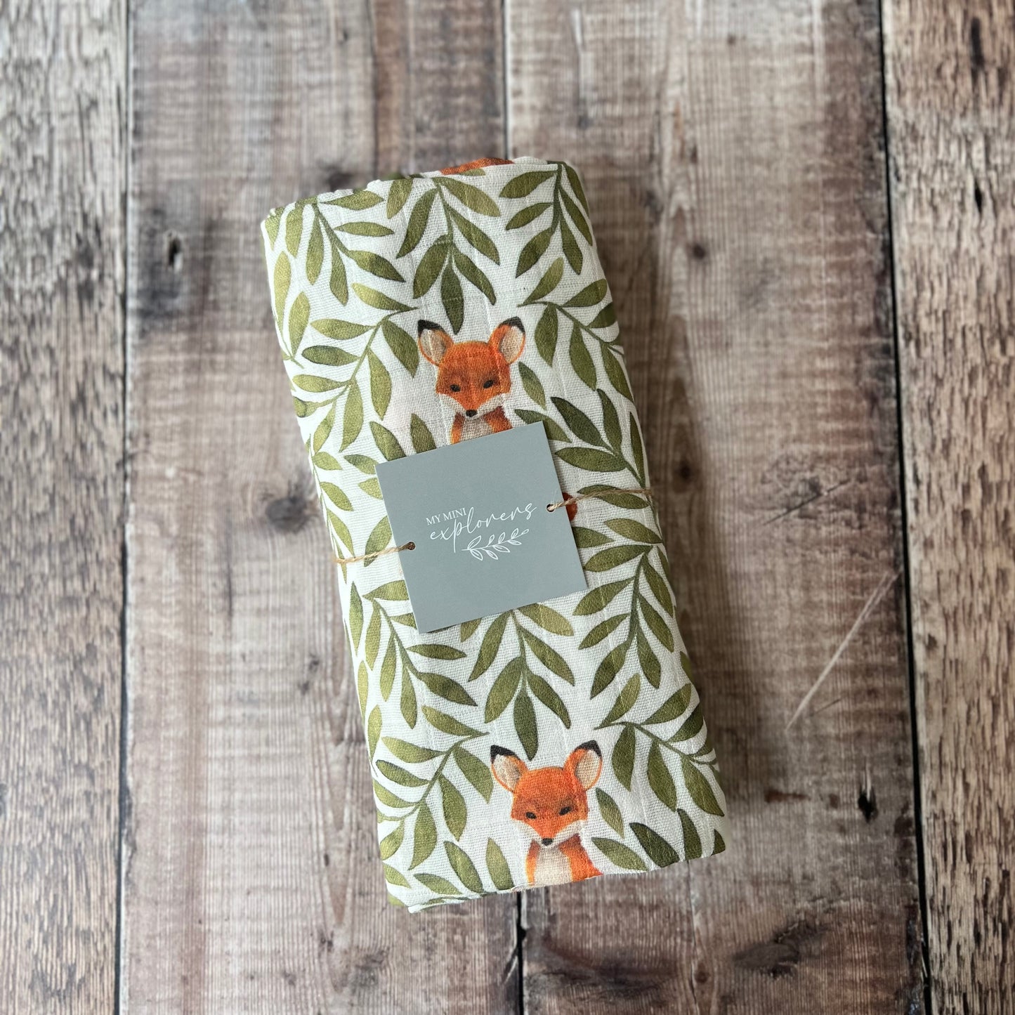 Fox & Leaves Muslin Swaddle Blanket