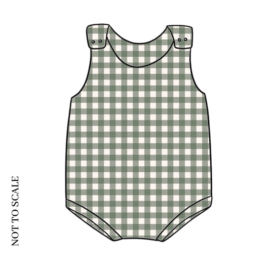 Forest Gingham Child & Baby Bloomer Romper