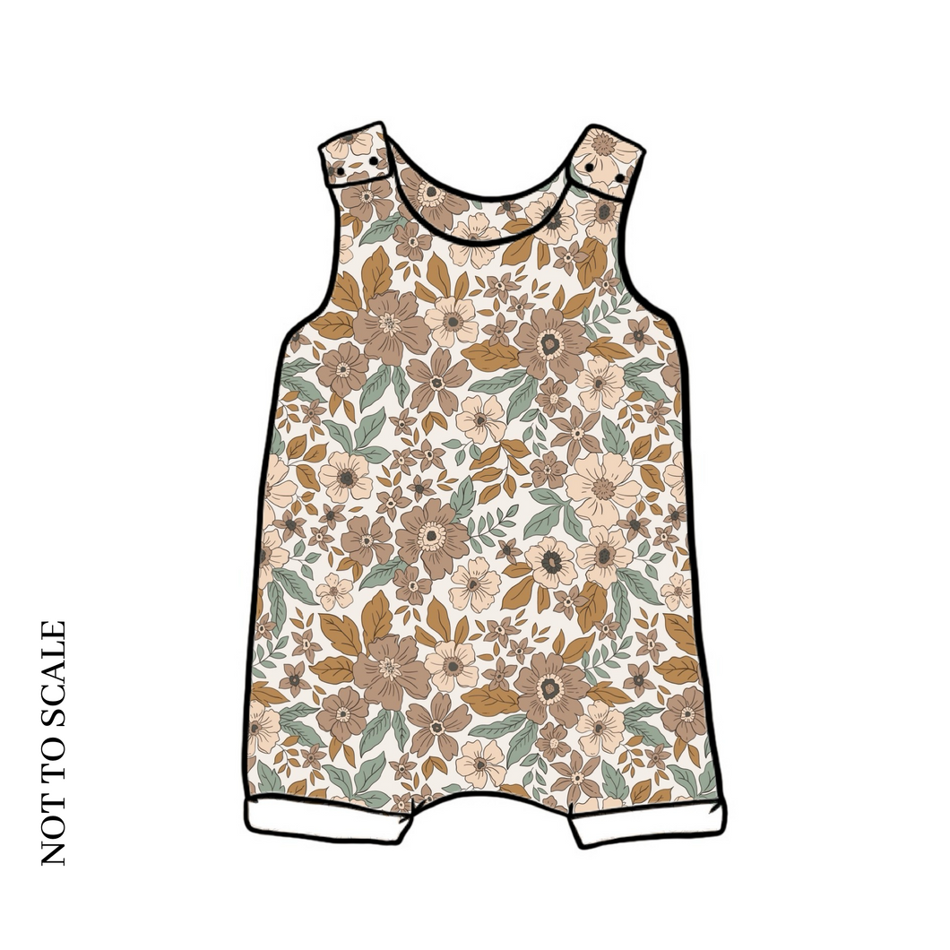 Folk Floral Short Romper / Dungarees