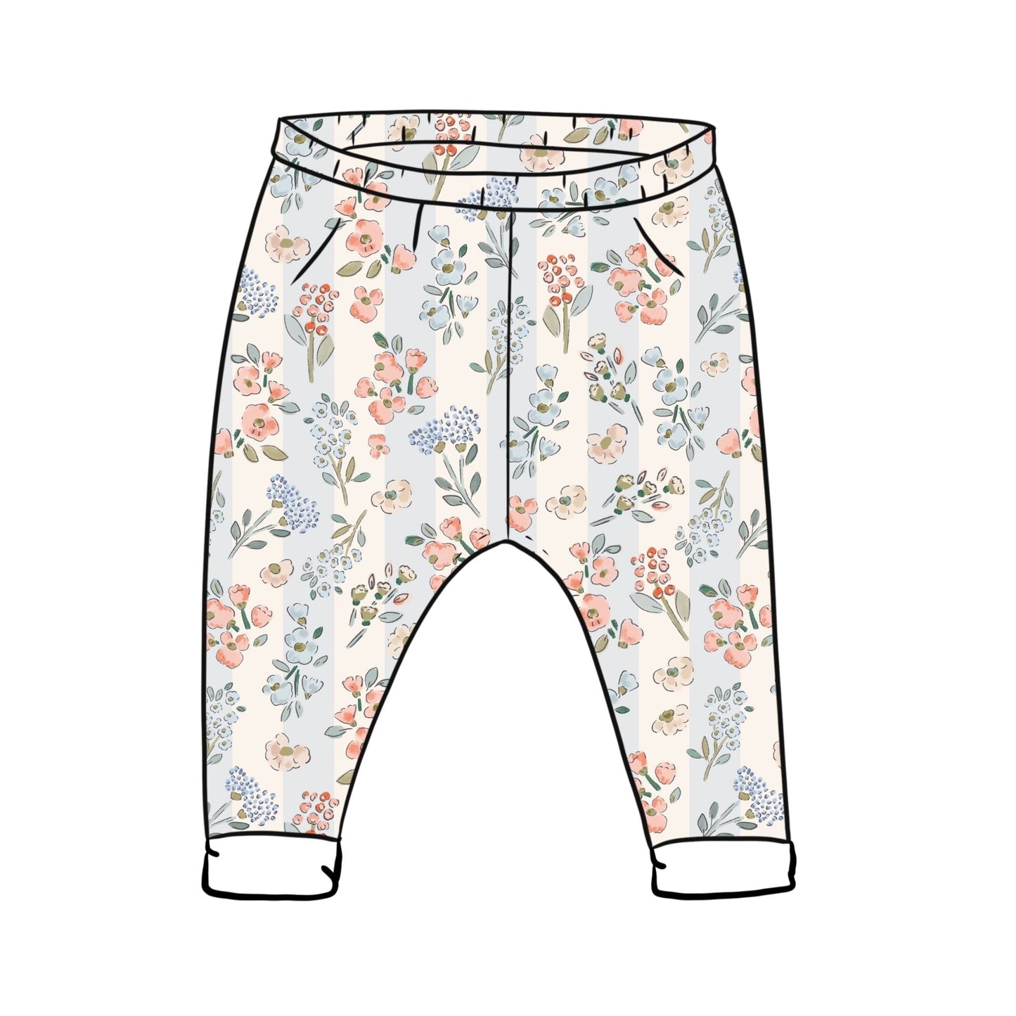 Floral Stripes Toddler & Child Leggings
