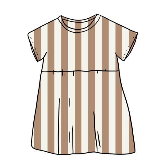 Taupe Stripes Child & Baby Sleeved Dress - 3 options