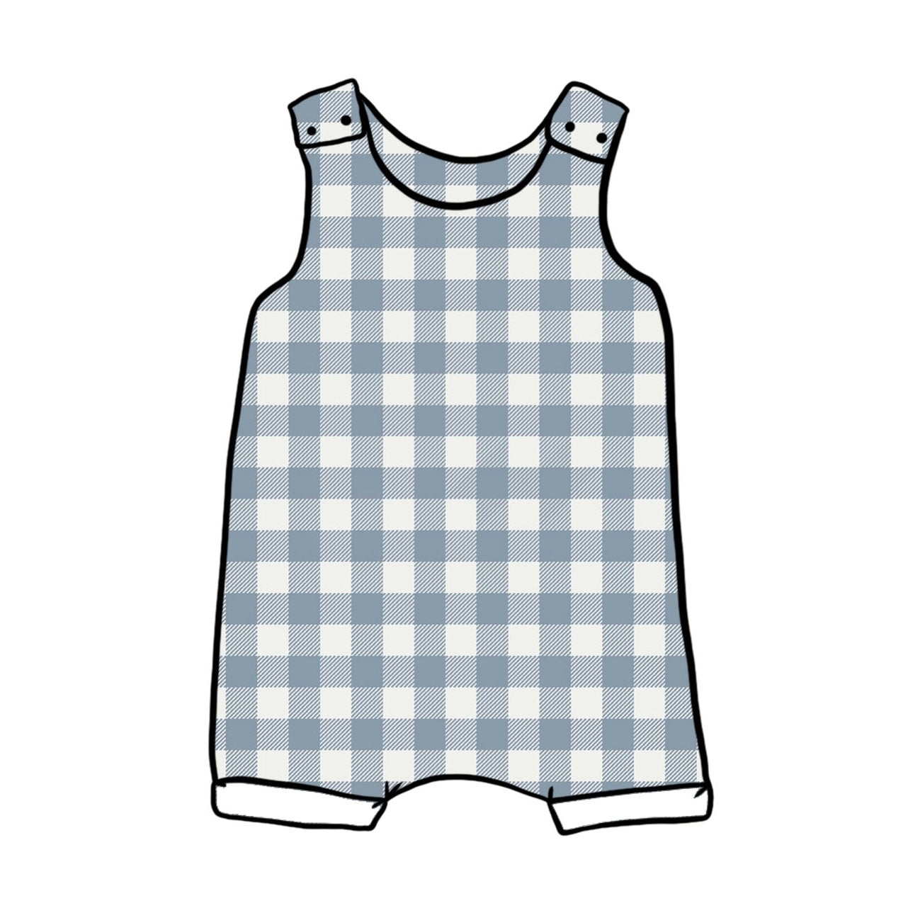 Denim Gingham Short Romper