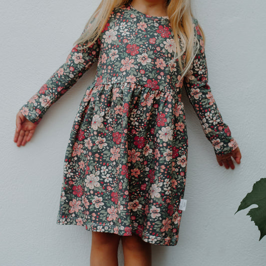 Christmas Floral Child & Baby Long Sleeve Dress