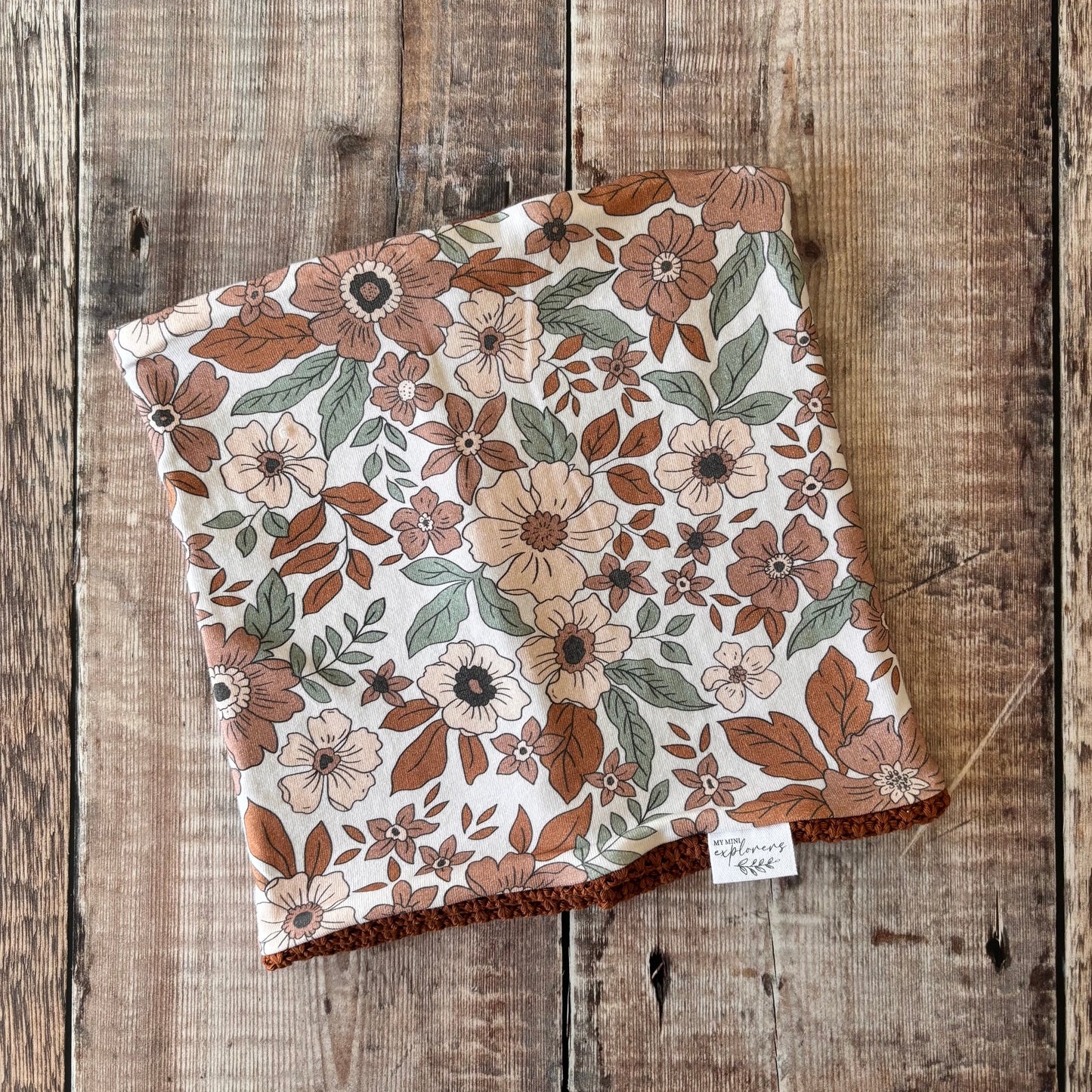Folk Floral Snood 1-4 years (rust knit inside)