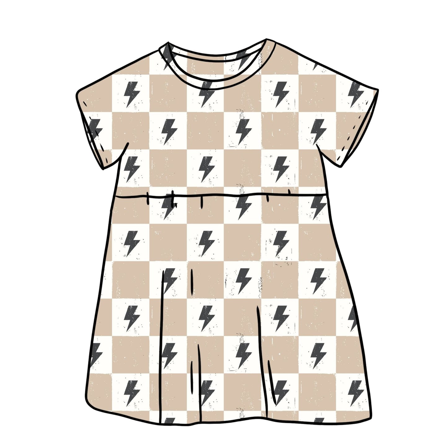 Lightning Chequers Child & Baby Sleeved Dress - 3 options