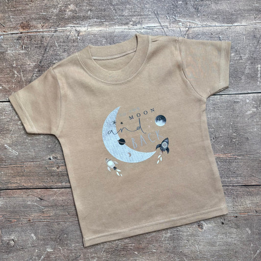To the moon and back short sleeve T-shirt 6-12m (Taupe)