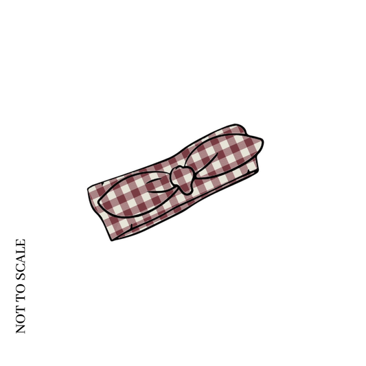 Berry Gingham Knot Bow Headband