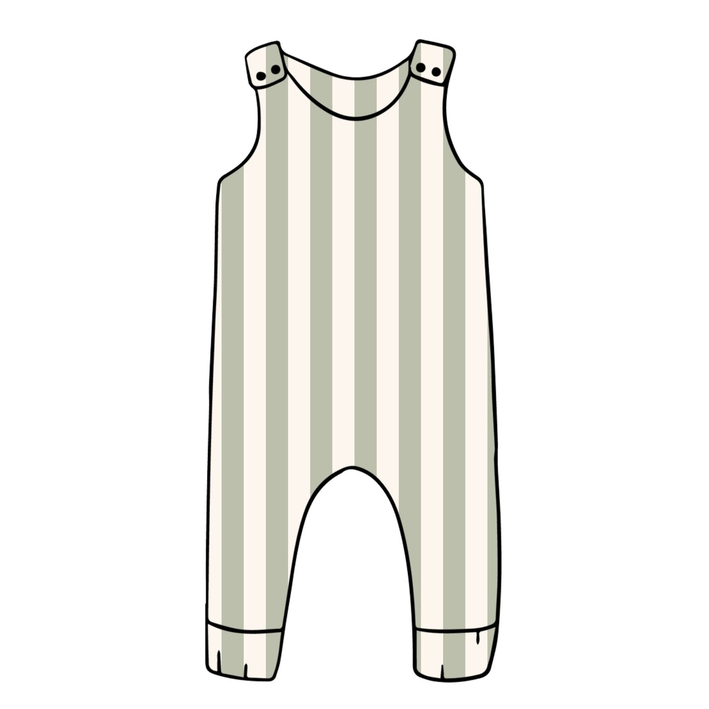Sage Stripes Child & Baby Full Length Romper