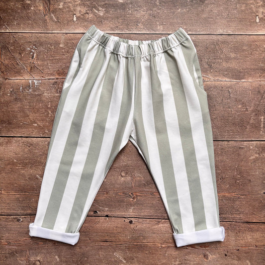 Sage Stripes Toddler & Child Pocket Trousers