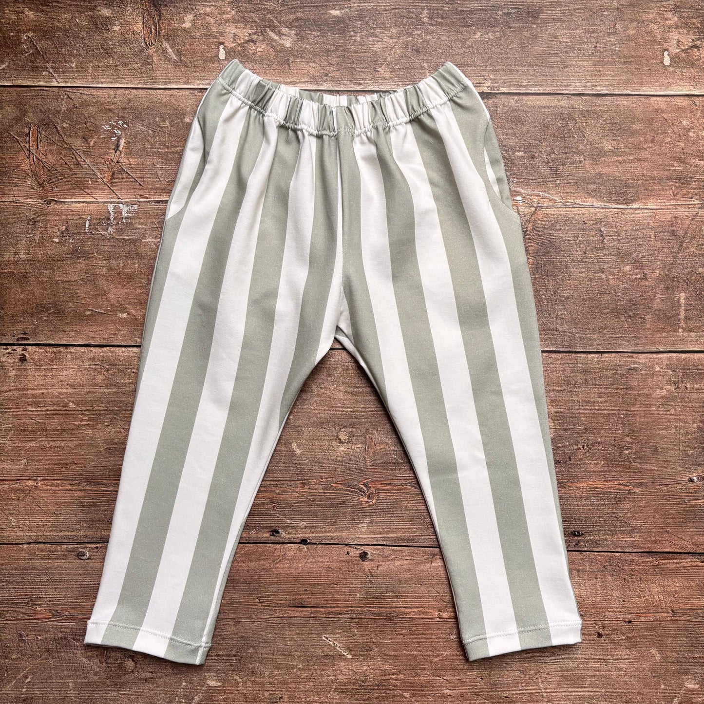 Sage Stripes Toddler & Child Pocket Trousers