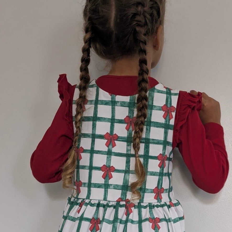 Christmas Gingham Child & Baby Pinafore Dress