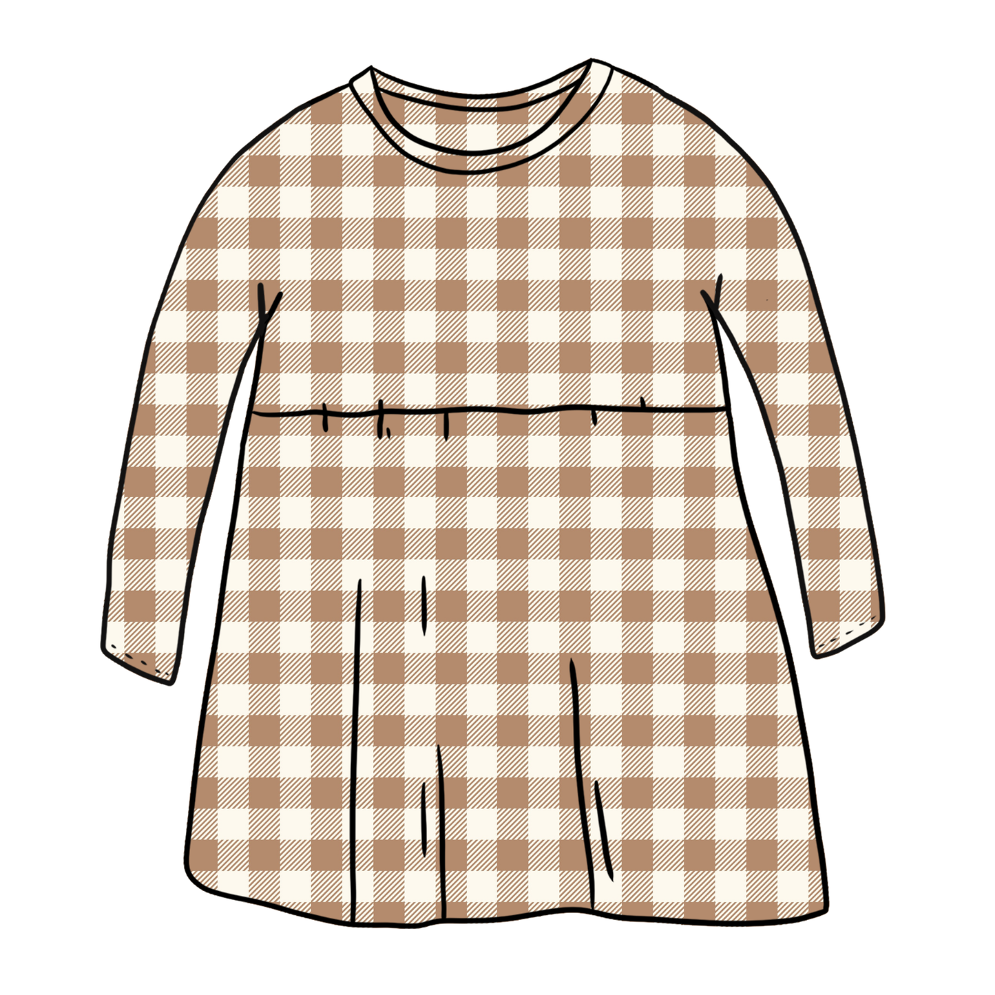 Mocha Gingham Child & Baby Sleeved Dress - 3 options