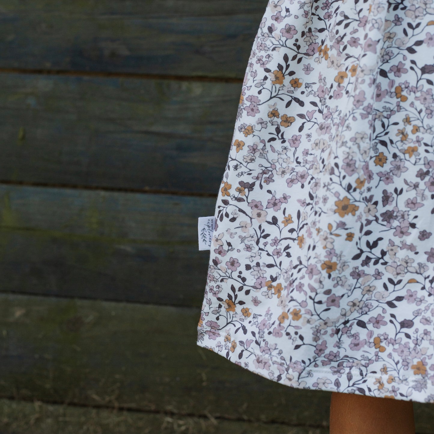 Lilac & Caramel Ditsy Floral Child & Baby Short Sleeve Dress