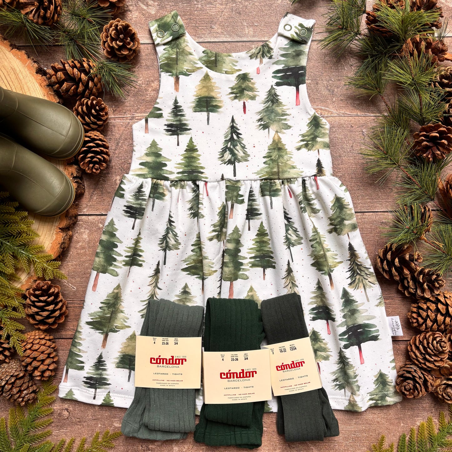 Scandi Woodland Child & Baby Pinafore Dress
