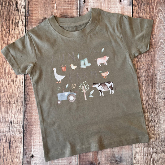 Fun on the Farm T-Shirt 18-24 months (Khaki)