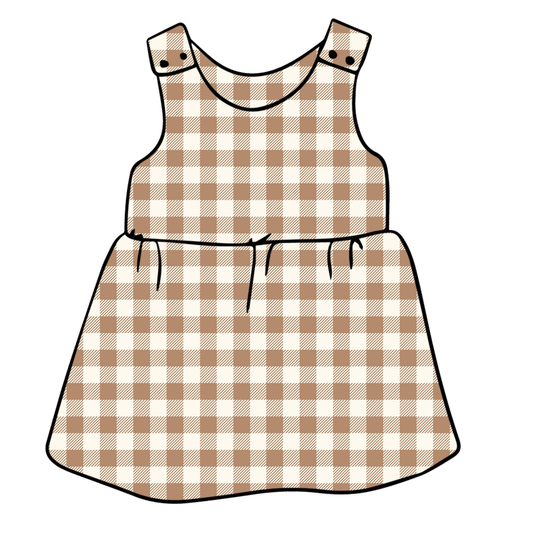 Mocha Gingham Child & Baby Pinafore Dress