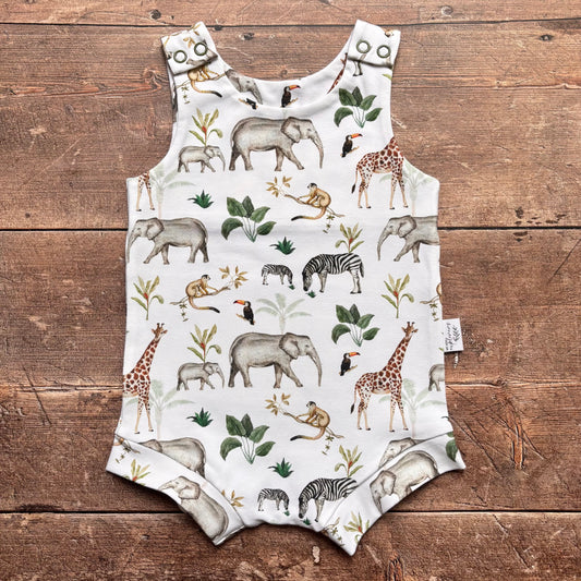 Jungle Safari Bloomer Romper 3-6m