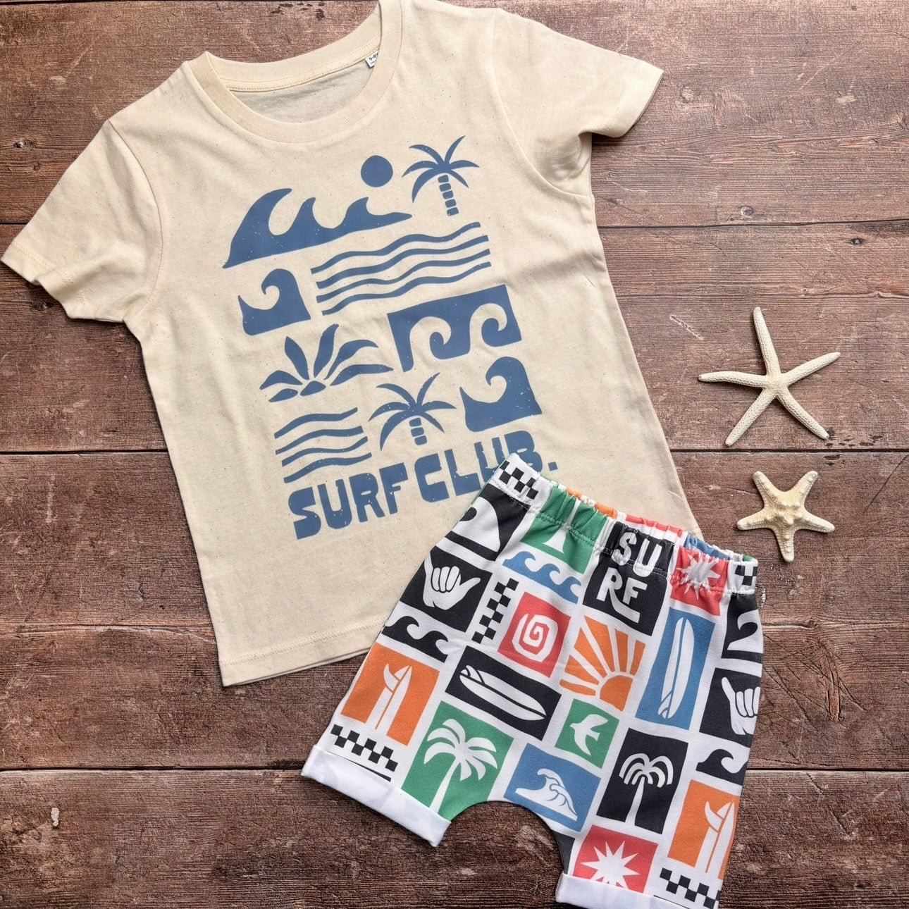 Surf Club T-Shirt 5-6 years (natural tee)